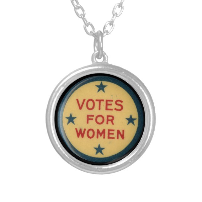 Votes for Women Suffrage Historic Pin Collectable Silver Plated Necklace (Front)