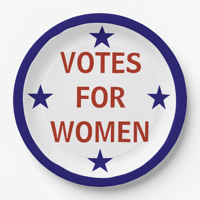 Votes for Women suffrage historic pin Paper Plates (Front)