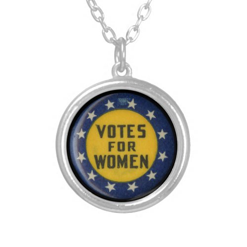 Votes for Women Suffrage Pin Commemorative Silver Plated Necklace