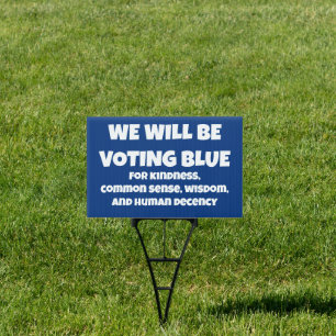 Voting Blue Yard Sign