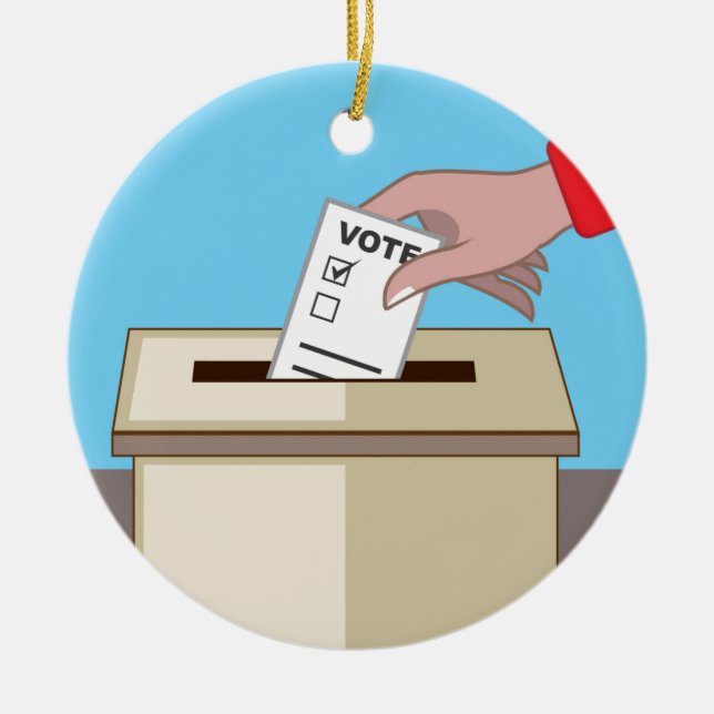Voting Box Ceramic Ornament (Front)