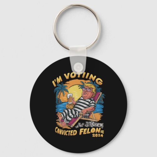 Voting Convicted Felon Retro Summer Funny Trump 20 Keychain