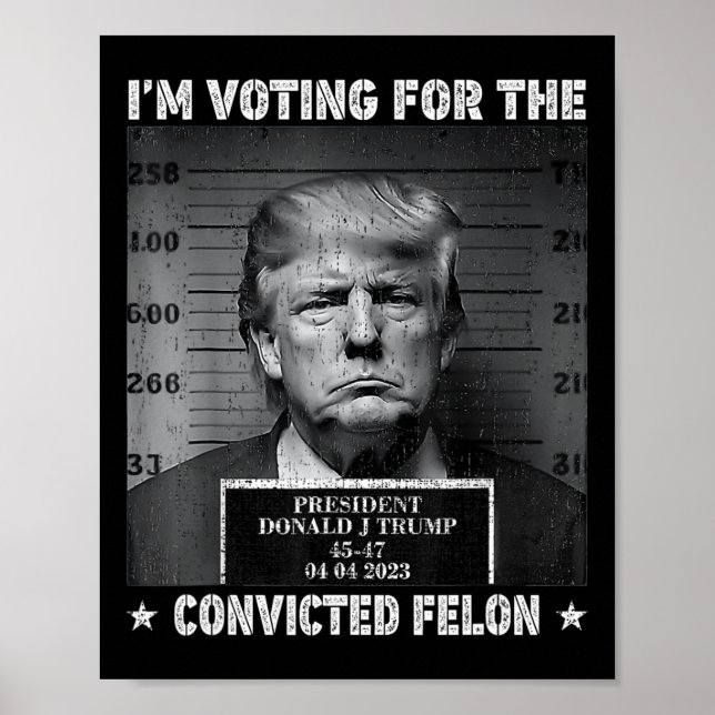 Voting For The Convicted Felon Funny Trump 2024  Poster (Front)