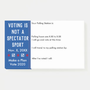 Voting is Not a Spectator Sport Ballot Reminder Post-it Notes