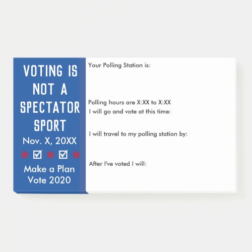 Voting is Not a Spectator Sport Ballot Reminder Post_it Notes
