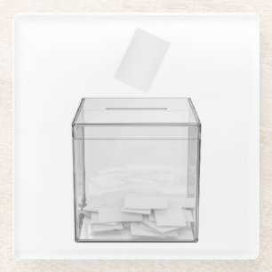 Voting paper and transparent ballot box glass coaster