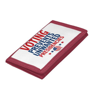 Voting Prevents Unwanted Presidencies men women Tri-fold Wallet