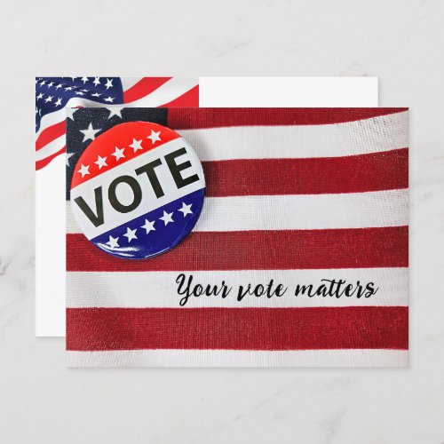 Voting Reminder With American Flag Postcard