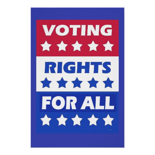 Voting Rights For All Red White and Blue  Poster
