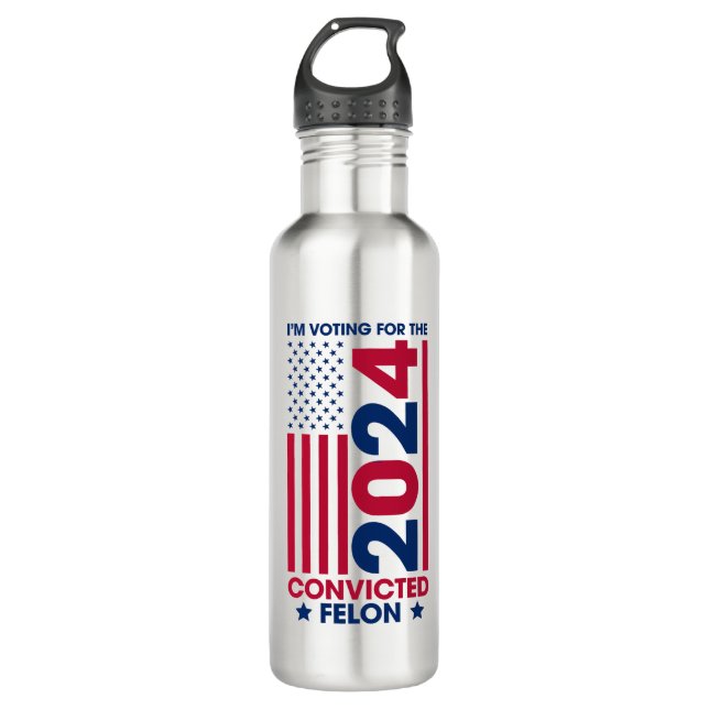 Voting Trump Convicted Felon 2024 Stainless Steel Water Bottle (Front)