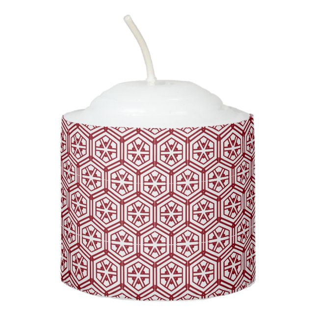 Votive Candle - Hexagon pattern in Red (Front)