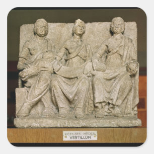 Votive sculpture of a triple mother deity square sticker