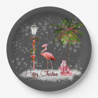 Votos de Natal de Flamingo Paper Plates