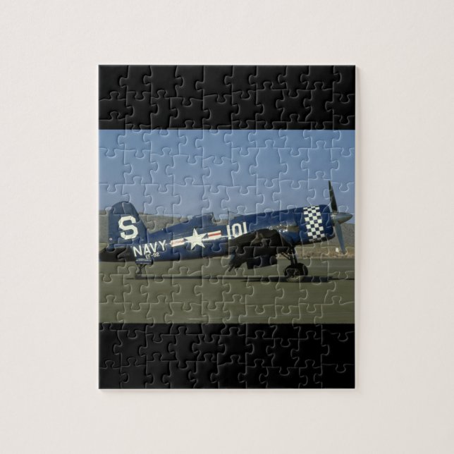 Vought F4U Corsair, Wings Flat,Right_WWII Planes Jigsaw Puzzle (Vertical)