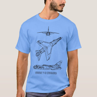 Vought F8 Crusader American Jet Plane Blueprint Di T-Shirt