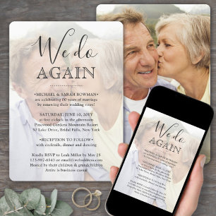 Vow Renewal 2 Photo Overlay We Do Again Wedding Invitation