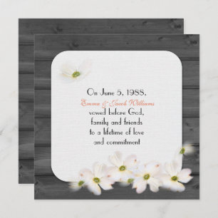 vow renewal- black wood with soft floral bouquet invitation