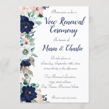 Vow Renewal Ceremony Elegant Florals Invitation by rheasdesigns at Zazzle