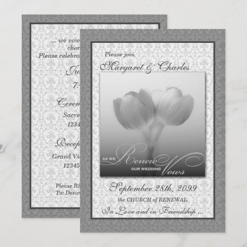 Vow Renewal Ceremony Invitation Silver Tulips