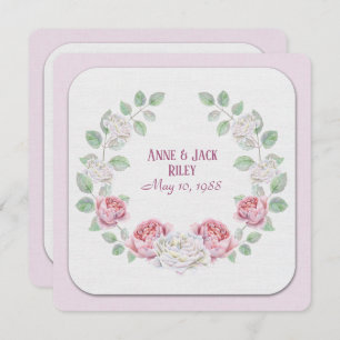 Vow Renewal Ceremony-watercolor rose wreath Invitation