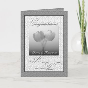 Vow Renewal Congratulations Silver Tulips Card by SalonOfArt at Zazzle
