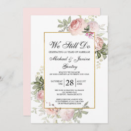 Vow Renewal Dusty Blush Pink Rose Floral Invitation