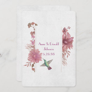 Vow Renewal-floral border with hummingbird Invitation