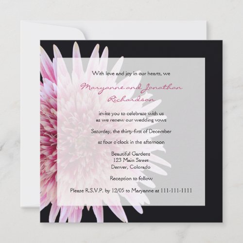 Vow Renewal Invitation -- Gerbera Daisy Invitation