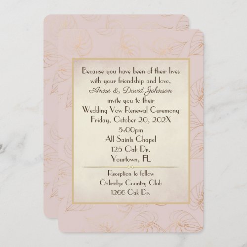 Vow Renewal Gold Foil Leaf Invitation