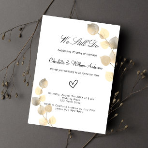 Vow renewal golden eucalyptus foliage white invitation
