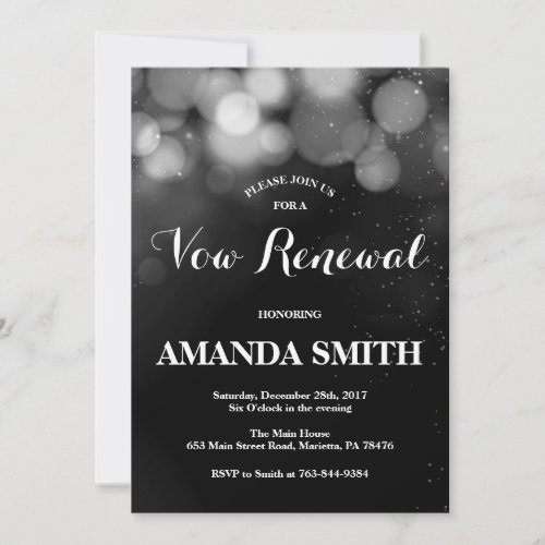 Vow Renewal Invitation Card Silver Glitter