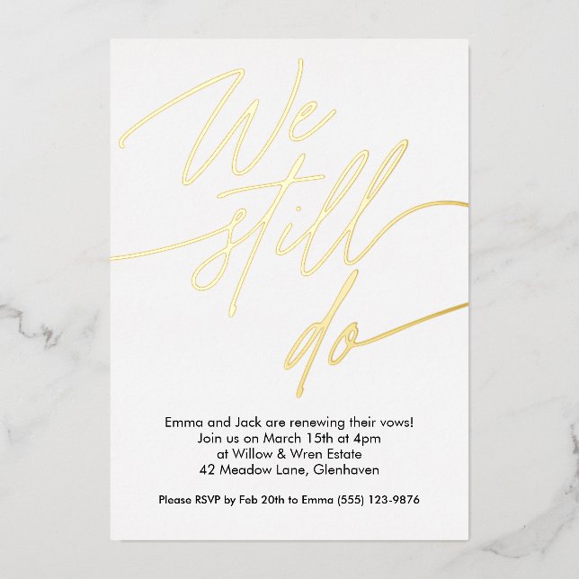 Vow Renewal Invitations Simple Gold Foil (Front)