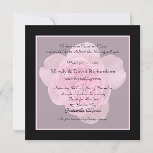 Vow Renewal Invitation -- Pink Rose Vow Renewal