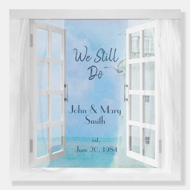 Vow Renewal Ocean Window With Lighthouse Foam Board (Front)