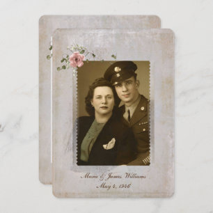 Vow Renewal photo frame and rose bouquet Invitation