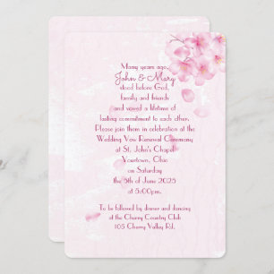 Vow Renewal pink cherry blossoms invite