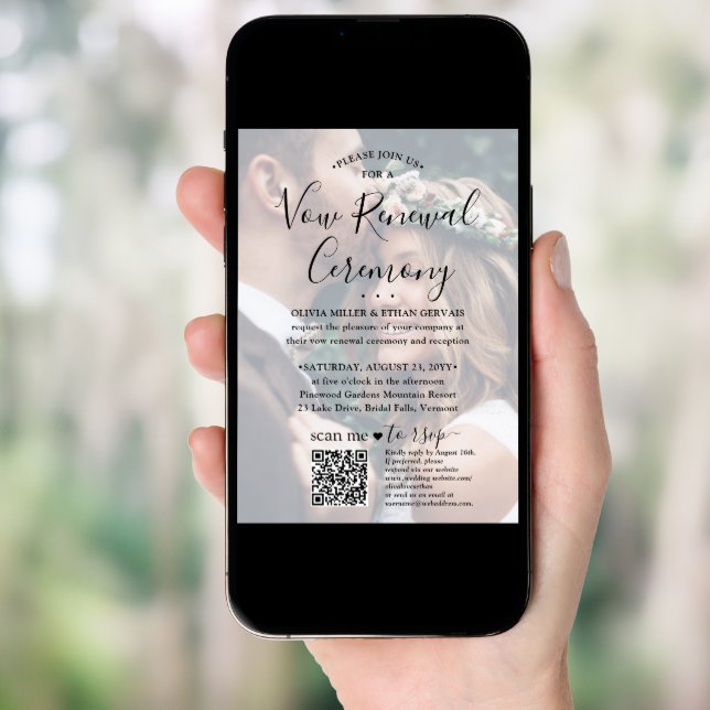 Vow Renewal QR Code RSVP 2 Photo Sequel Wedding Invitation (Front Digital)