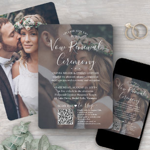 Vow Renewal QR RSVP 2 Photo Overlay Sequel Wedding Invitation