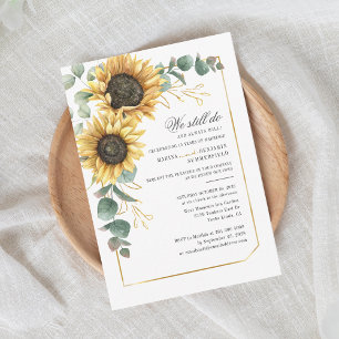 Vow Renewal Sunflower Eucalyptus Greenery Script Invitation