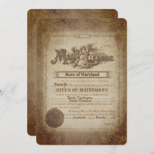 Vow Renewal Vintage Wedding Certificate Invitation