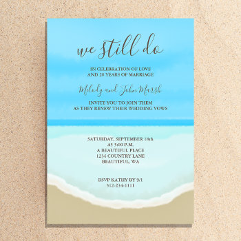 Vow Renewal Wedding Watercolor Beach Invitation by henishouseofpaper at Zazzle
