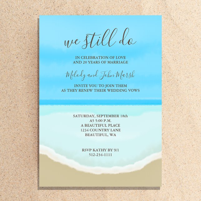 Vow Renewal Wedding Watercolor Beach Invitation (Creator Uploaded)