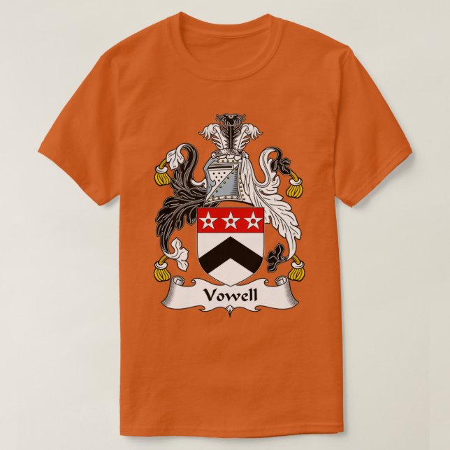 Vowell Coat of Arms Family Crest  T-Shirt (Design Front)