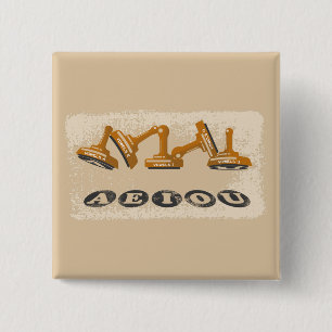 Vowels AEIOU English language Button