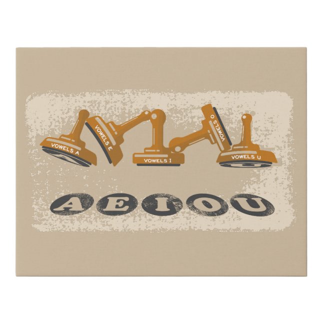 Vowels AEIOU English language Grammar Faux Canvas Print (Front)