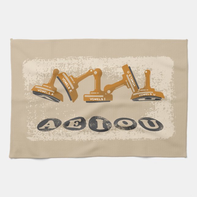 Vowels AEIOU English language Kitchen Towel (Horizontal)