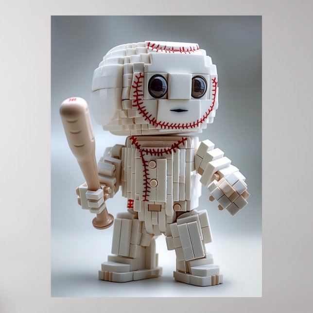 Voxel baseball mascot character poster (Front)
