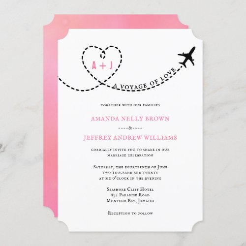 Voyage of Love Airplane Route Destination Wedding Invitation