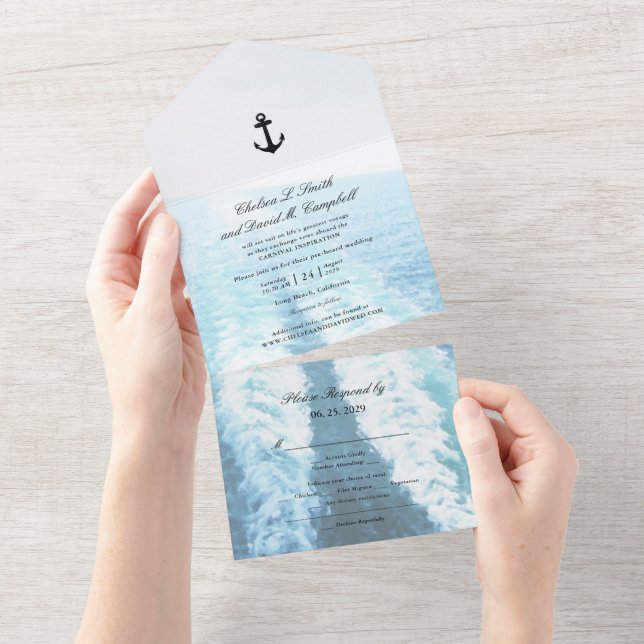 ©Voyage of Love/Cruise Ship/Destination Wedding All In One Invitation (Tearaway)