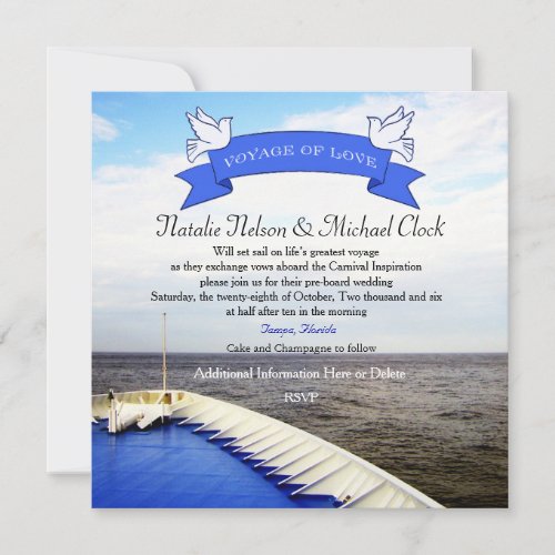 Voyage of Love  Cruise ShipDestination Wedding Invitation